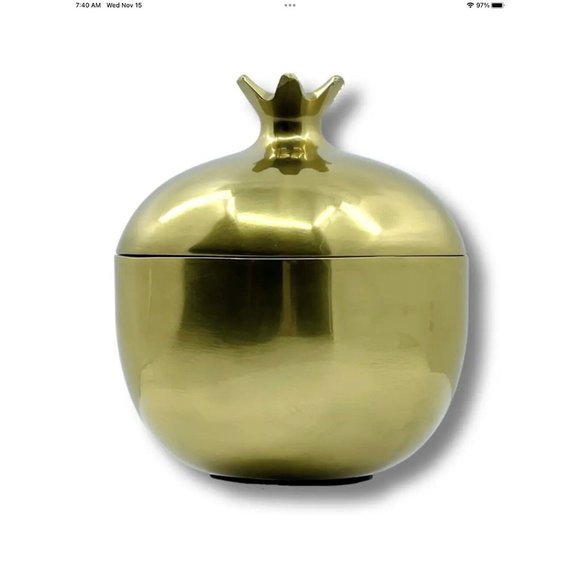 NEW IKEA AROMATISK Gold Pomegranate Decorative Trinket Box w Lid - 4” MCM Decor - Picture 6 of 6